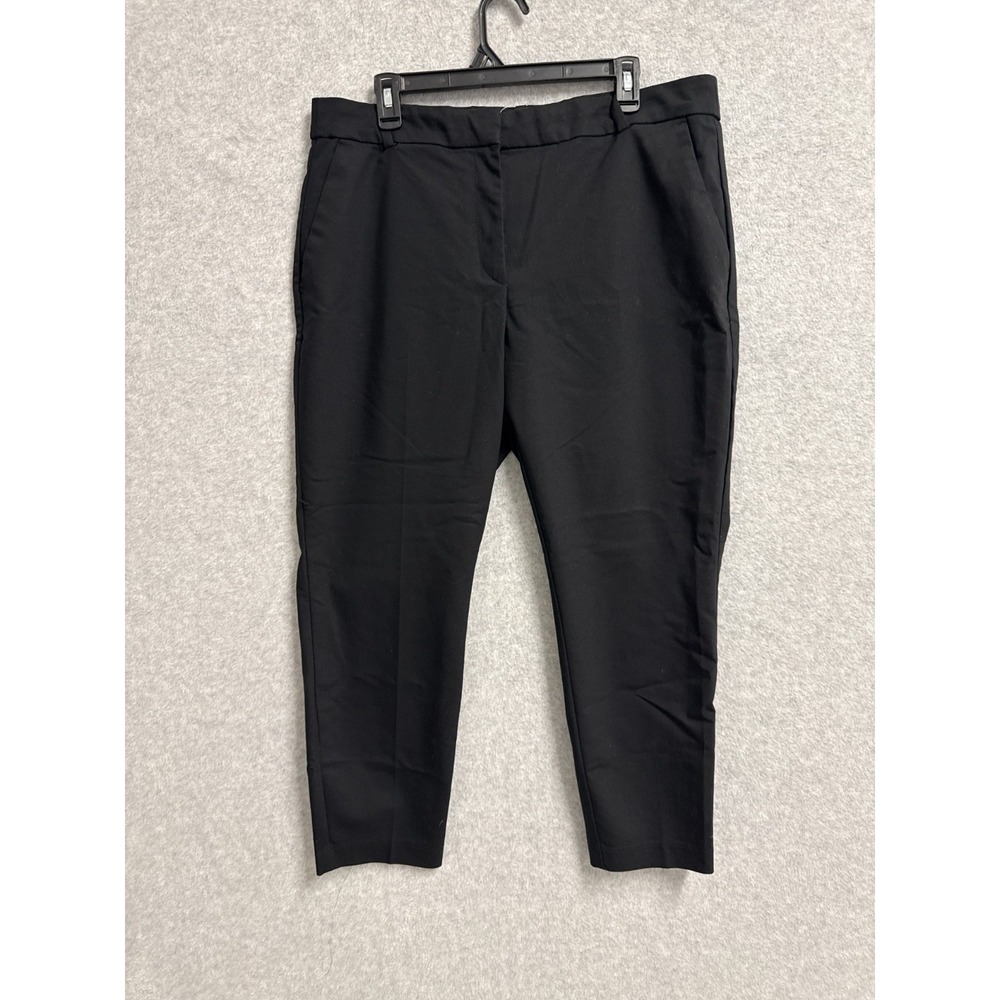 H&M Dress Pants Womens 16 Black Flat Front Straight Leg Formal Business Oxford‎